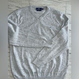 MENS VINEYARD VINES V-NECK VNECK SWEATER WITH CASHMERE LIGHT GRAY SZ LARGE
